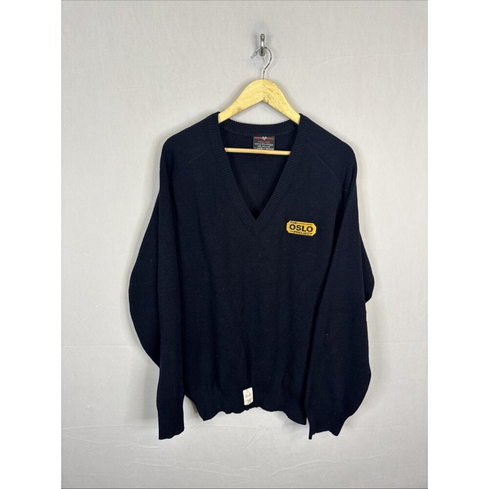 White Ram Oslo Project Wool Blend V Neck Sweater Vintage NWT Men‎ XL 80s 90s